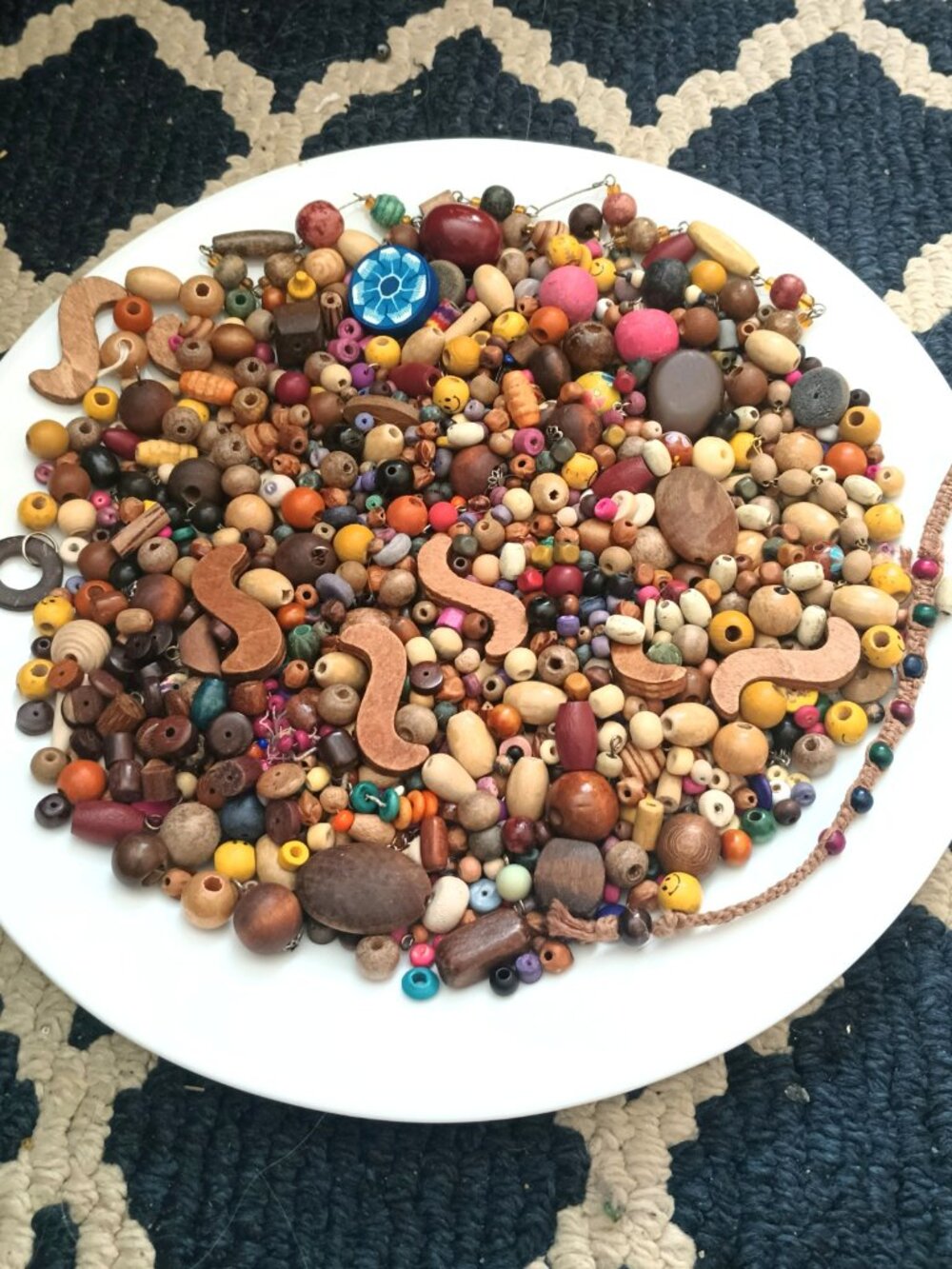 DIY Assorted Fall Wood Bulk Beads Multi Color All Sizes & Shapes